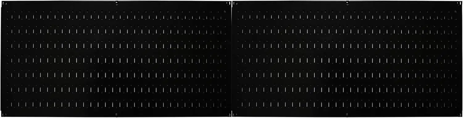 Panneau perforé de commande murale T1 horizontal en métal, paquet de rangement d'outils de garage, deux 32 pouces de large x 16 pouces de haut (noir)