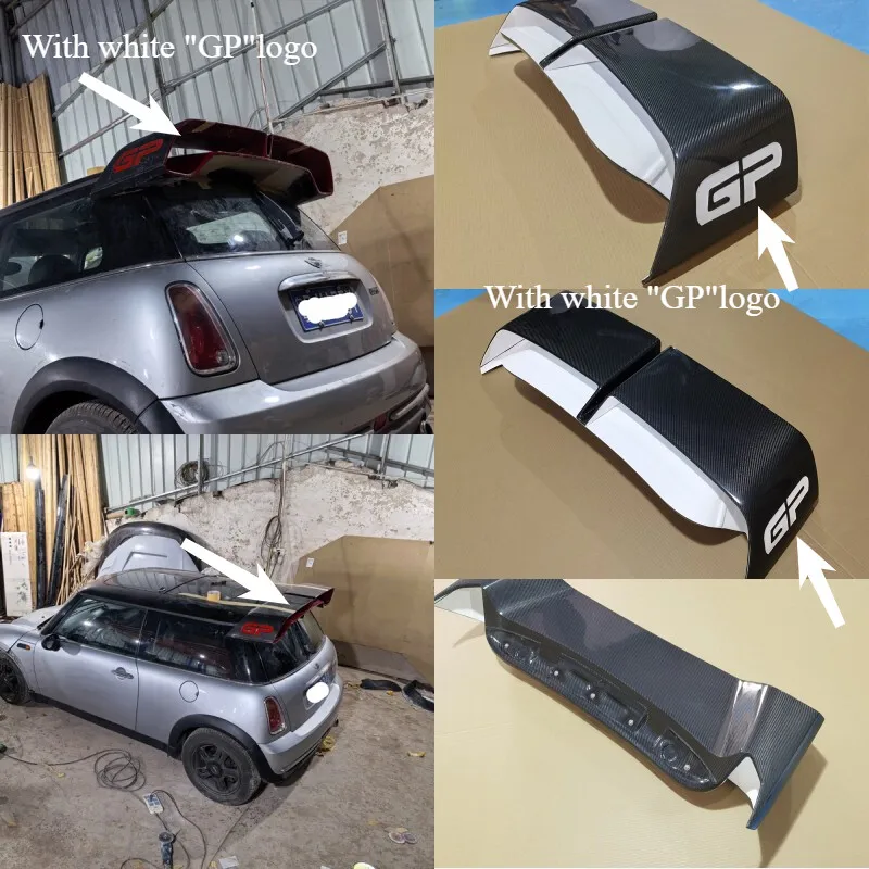 

For Mini Cooper S R50 R53 FRP Unpainted +Carbon Fiber Rear Roof Spoiler Wing Lip