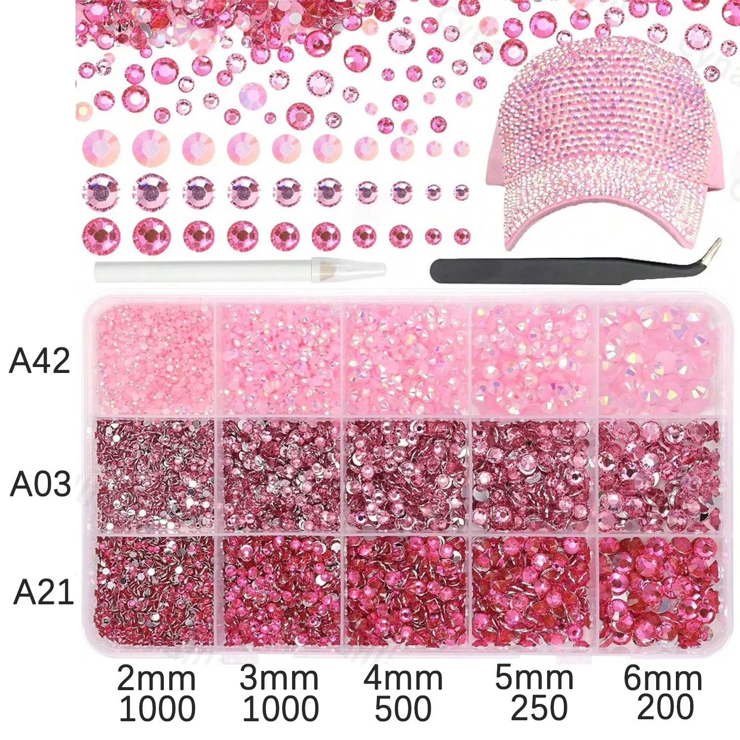 2/3/4/5/6mm Flatback Resin Rhinestones for Bedazzling &Crafts ，Gems Jewels for DIY Mugs Tumblers Bottles Clothing Shoes Nail Art