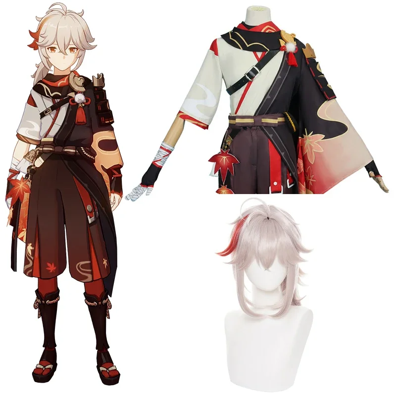 

Genshin Impact Halloween Carnival Men's Samurai Costume Kaedehara Kazuha Cosplay Costume Wig Clothing Including Glove Belt Socks