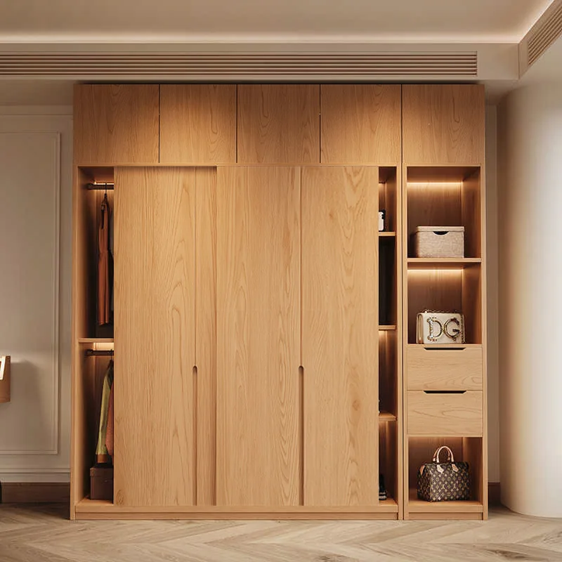

Premium Oak wardrobe sliding door household bedroom sliding door storage cabinet small apartment sliding door locker wardrobe