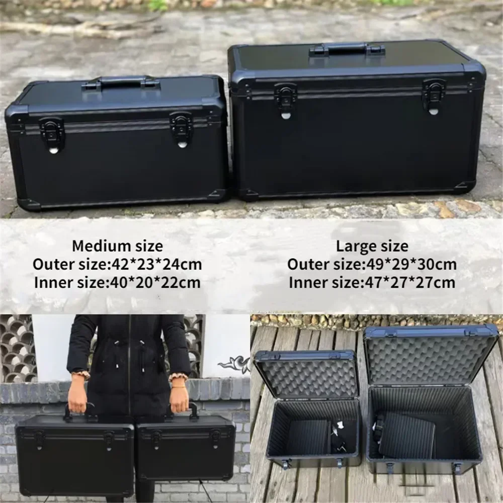 

Large Aluminum Alloy Toolbox Through Machine Aluminum Alloy Storage Box Equipment Aircraft Model Packing Box 49*29*30cm