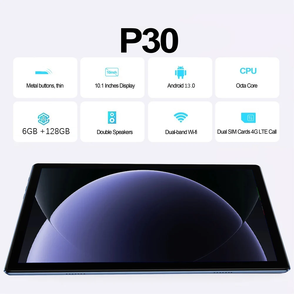 نظام أندرويد 13 جديد 10.1 بوصة، 6 جيجابايت + 128 جيجابايت، ثماني النواة، وضع الاستعداد المزدوج للبطاقة 4G LTE، بطارية 6000 مللي أمبير في الساعة، بلوتوث من النوع C #2