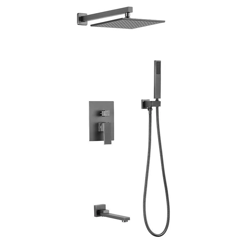 Shower set, a complete set of concealed hot melt pre-embedded waterfall copper, all copper y