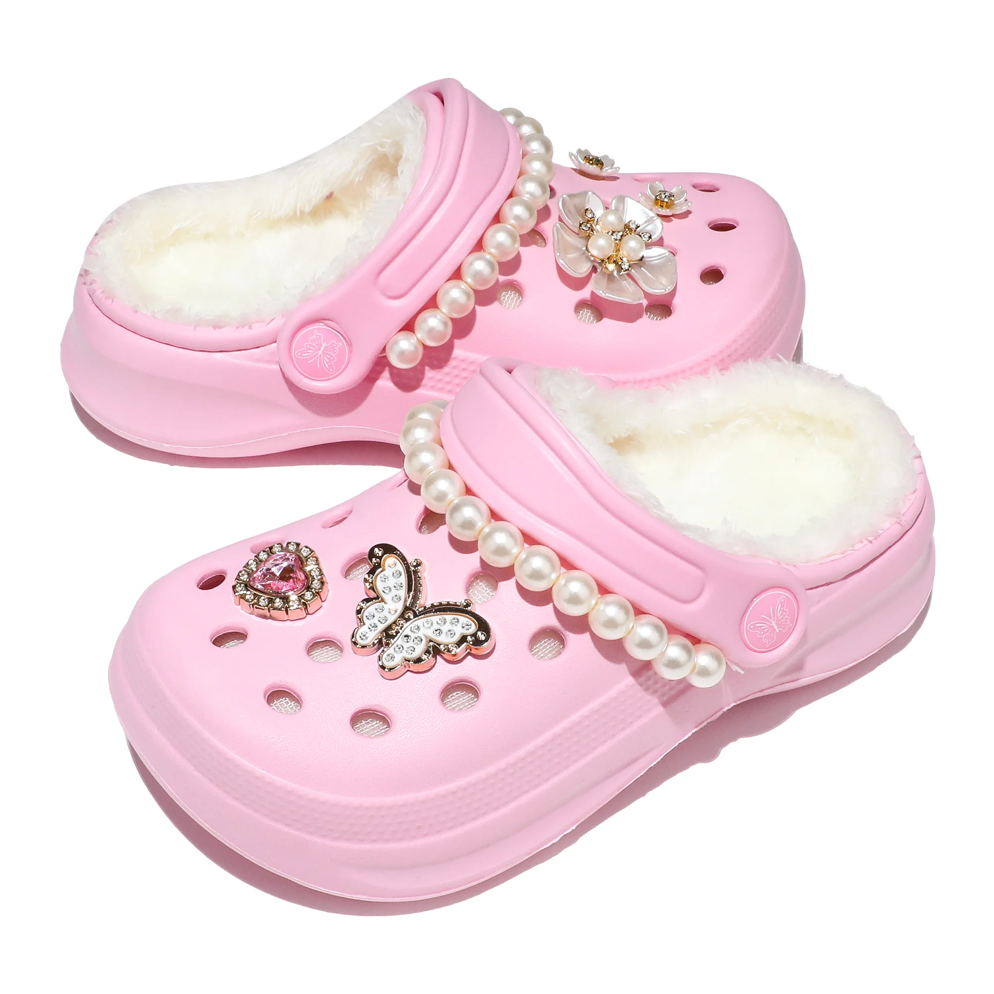 Kinder-Clogs und -Mules mit Fellfutter, leichte Garten-Schuhe mit Baumwollfutter, warme Hausschuhe für Jungen, Mädchen und Kleinkinder, 168. – Detail 9