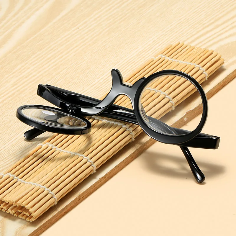 

2025 Double lens flip down reading glasses, fashionable makeup, personalized elderly glasses, and reading glasses