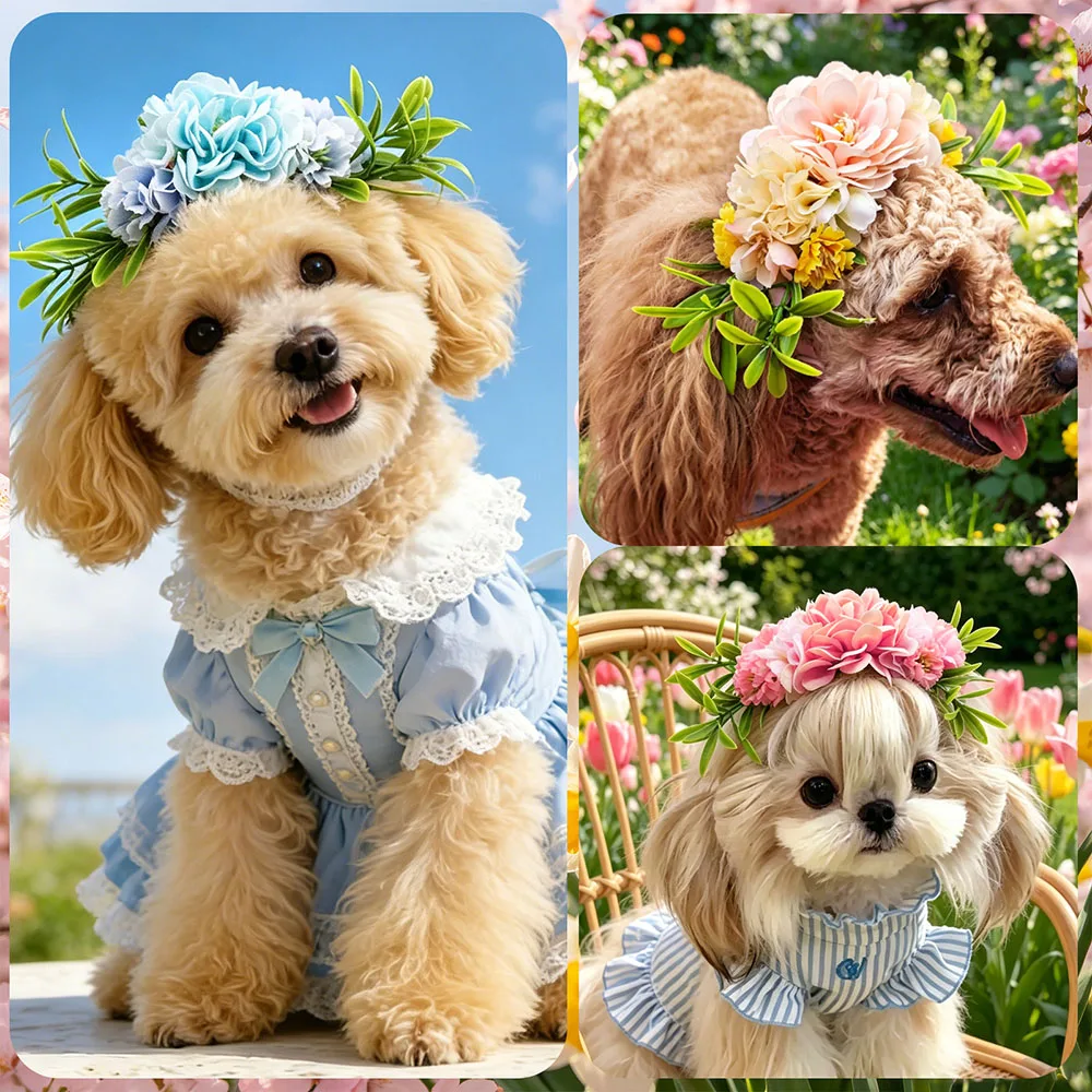 Lazos ajustables flor para perros y gatos pequenos - imagen 4