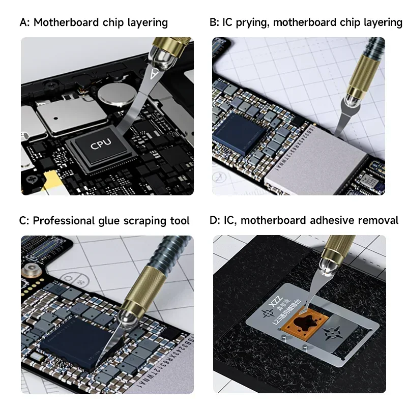 Imagem -03 - Xzz Multifunctional Glue Removal Knife D004 Hand Polished Elastic Blade Black Glue Main Board ic Chip Edge Adhesive Removal Tool