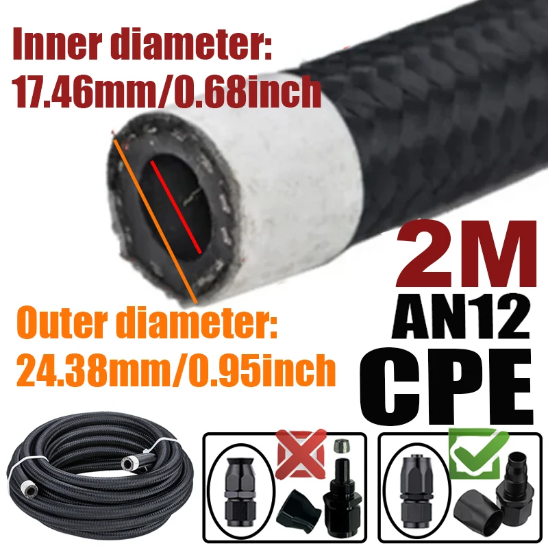 0.5M/1M/1.5M/2M 4an 6an 8an 10an 12an Brandstof Slang Olie Gas Koeler Lijn Buis Buis Nylon Roestvrij Staal Gevlochten Binnenkant Cpe Rubber