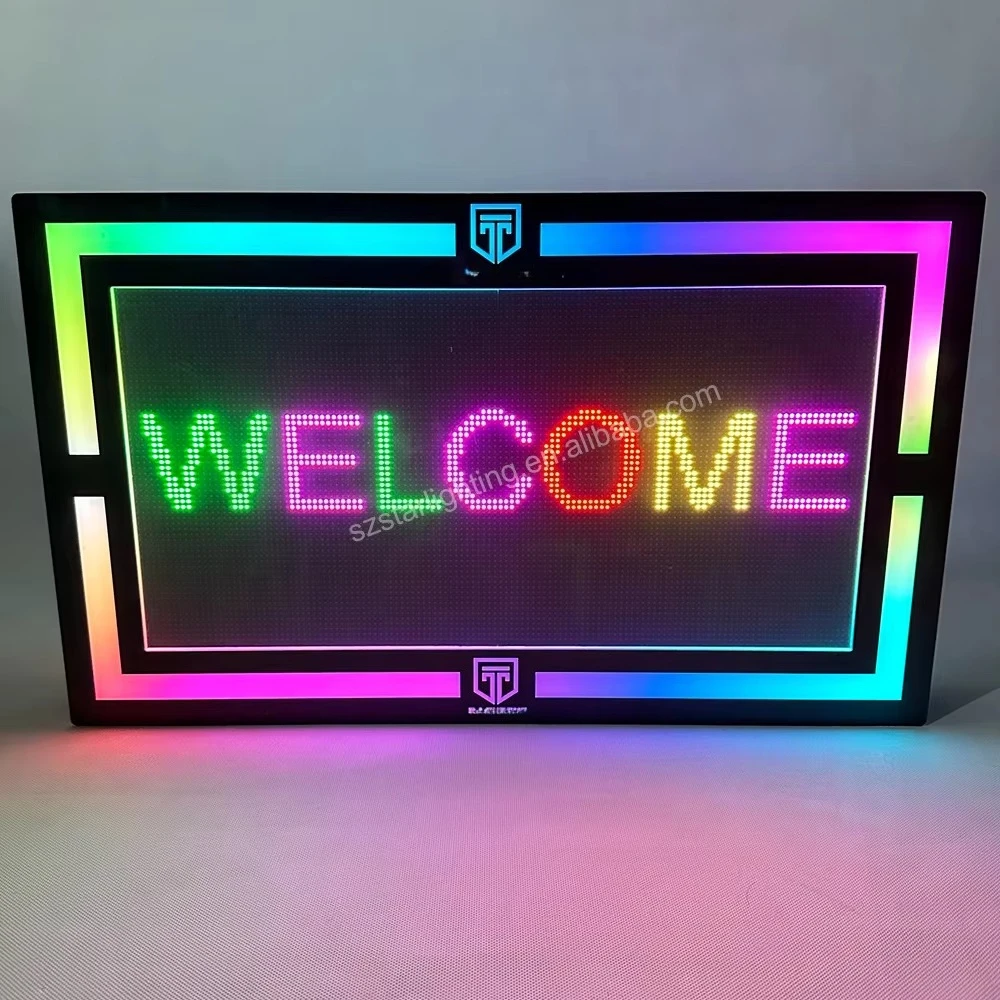 Factory Supplies Black Acrylic RGB Flash LED Message Sign Board, APP Programmable Display for Bar Party