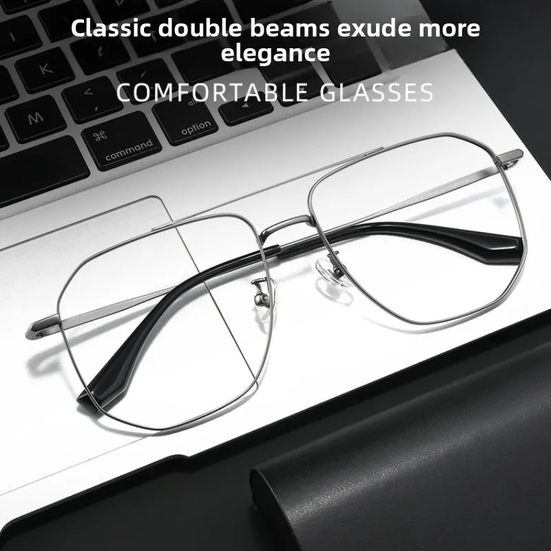 SZTZX Ultralight Titanium Prescription Glasses Anti Blue Light Pilot Oversize Frame Myopia Glasses Progressive Reading Eyewear
