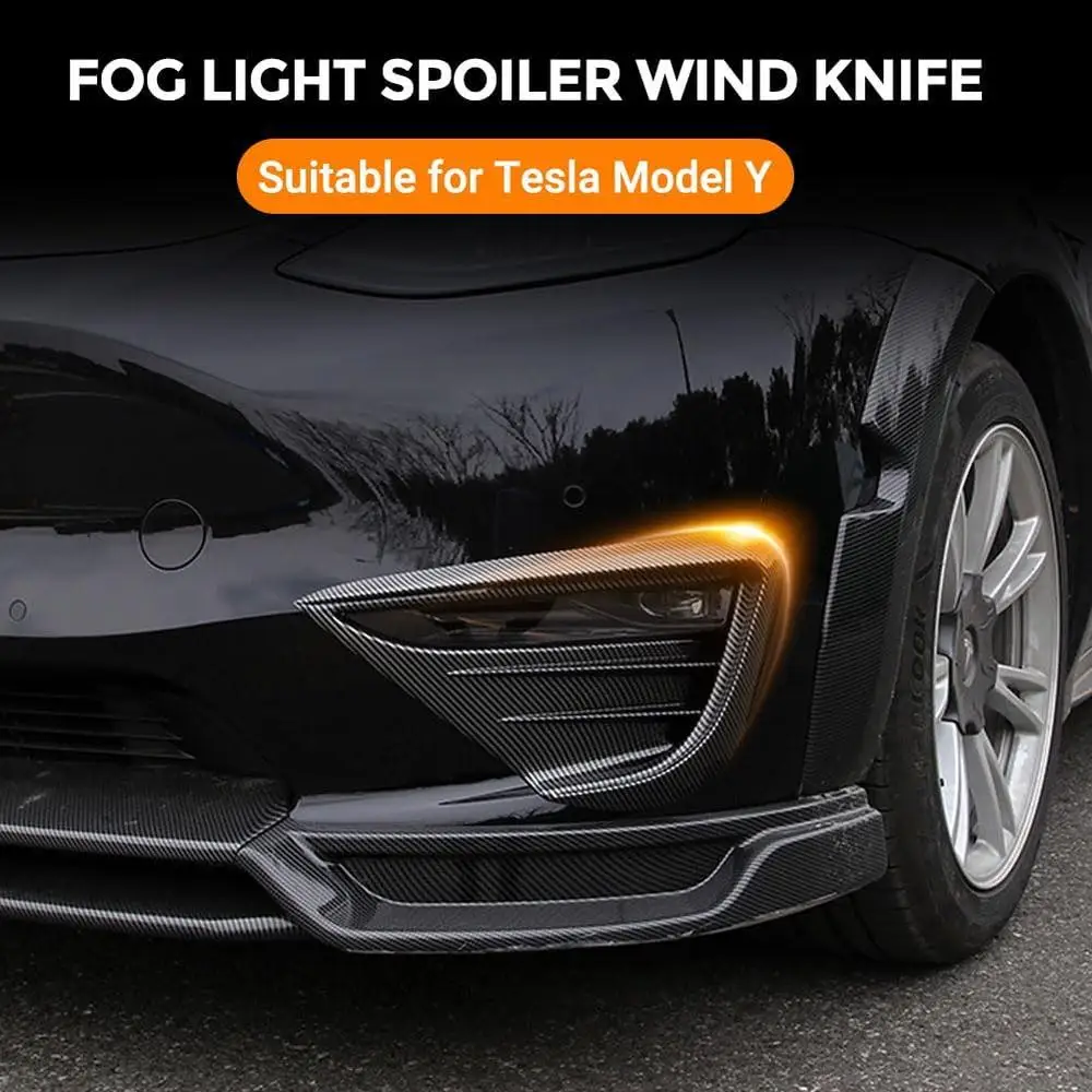XVIP Fog Lamp Spoiler Blade Trim For Tesla Model Y 2021-223 Protective Cover Woof Tooth Wind Knife ABS Decoration Sticker Carbon
