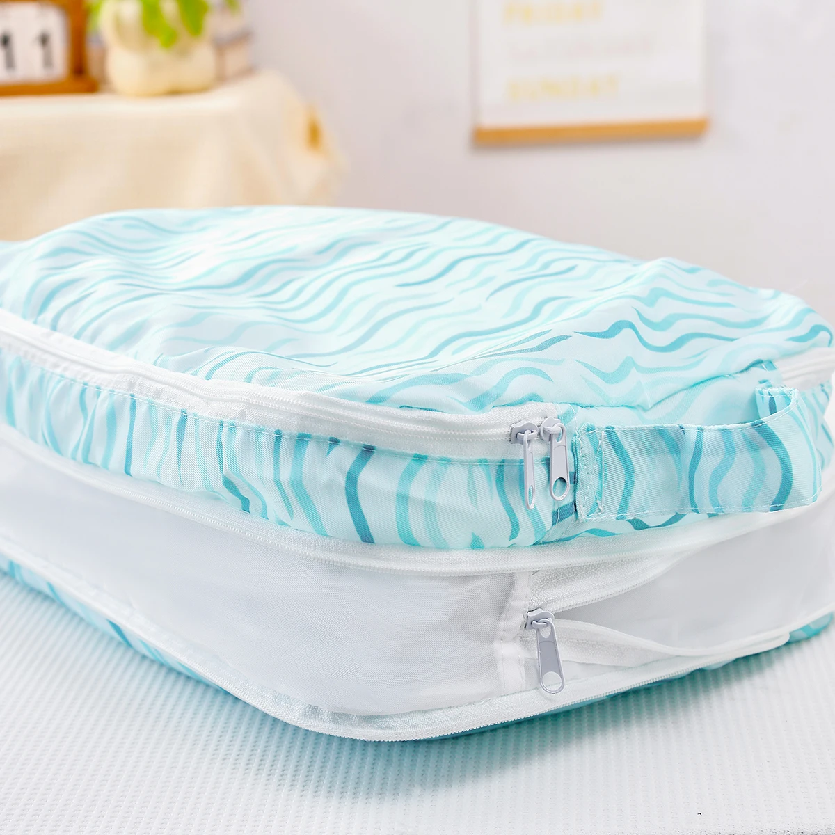 2 Buah Tas Penyimpanan Portabel Tahan Air Poliester 100% Pakaian Bayi Tas Organizer Perjalanan Kacamata Kosmetik dengan Dua Ritsleting