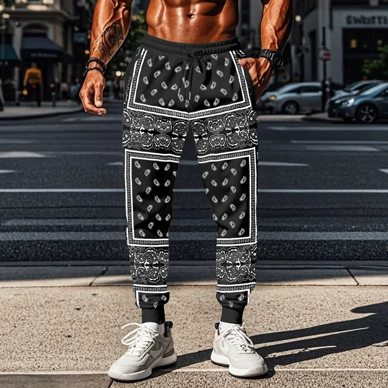 カシューフラワーパンツ小足ファッションズボン,伸縮性ウエストアスレジャープリントズボン男性カーゴパンツ男性