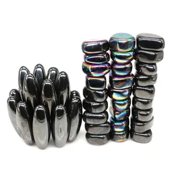 Wholesale Black Lodestone Magnetite Oval Magnet Beads Loss Weight Massager Natural Crystal Stones DIY Magnetic Bracelet Jewelry