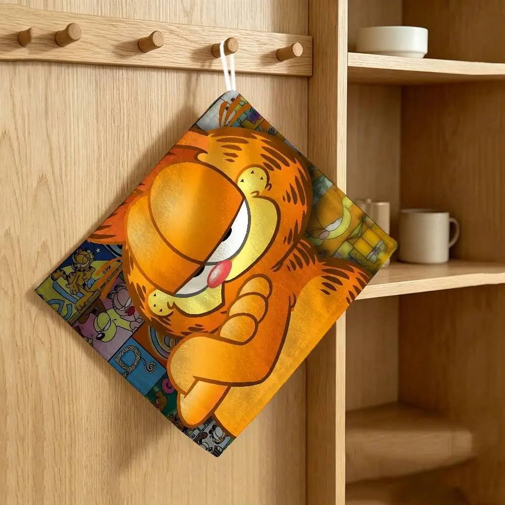 G-Garfields Cute Polyester Cotton Hand Wiping Towel with Hanging Loop, Lightweight for Home and Commercial Use