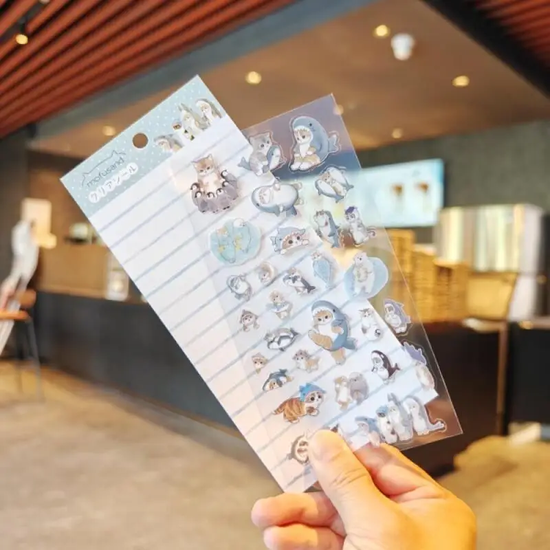 Nuevo Sanrio mofusand pegatina transparente impermeable pegatinas de grafiti Kawaii DIY ordenador equipaje monopatín Deco regalos al por mayor