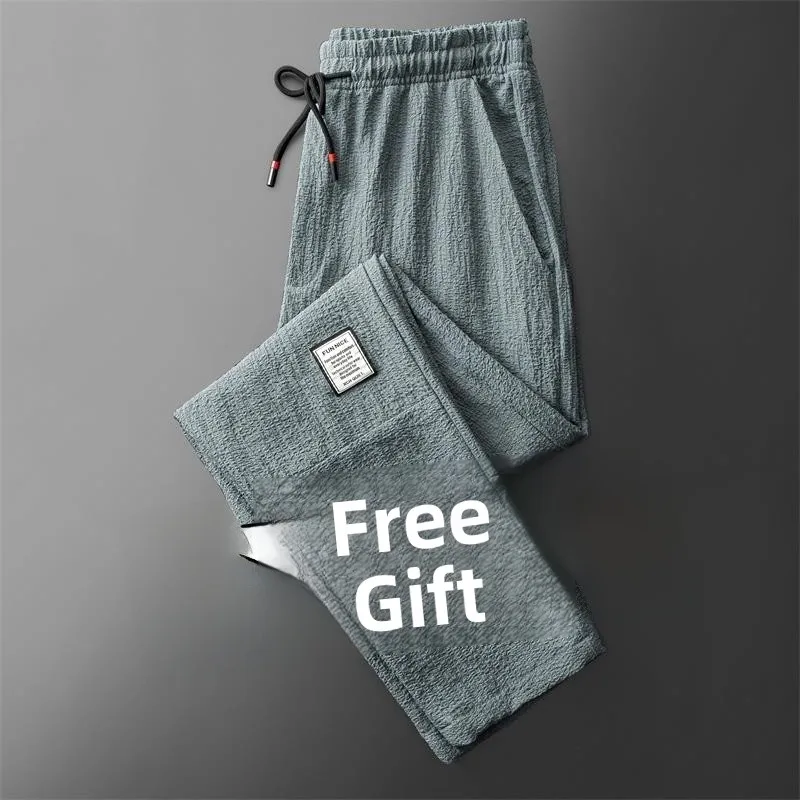 

Ice Silk Casual Pants Men's Summer Thin Loose Straight Leg Long Trousers Workwear Trendy Brand Elastic Sports Pants Spring Au...