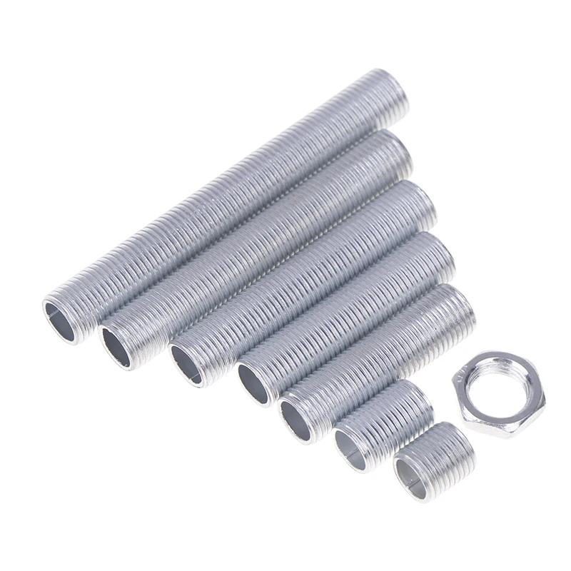 10Pcs M10 Lamp Tooth Tube Metal Hollow Threaded Tube Screw Nut Lamp Cap Chandelier Connect Rod Fixed Base