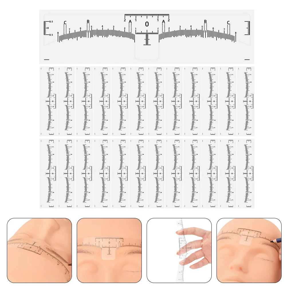 Règle de positionnement pour sourcils, pochoir de mise en forme des sourcils réutilisable pour femmes, mesure précise, outils de maquillage, qualité Salon, 50 pièces