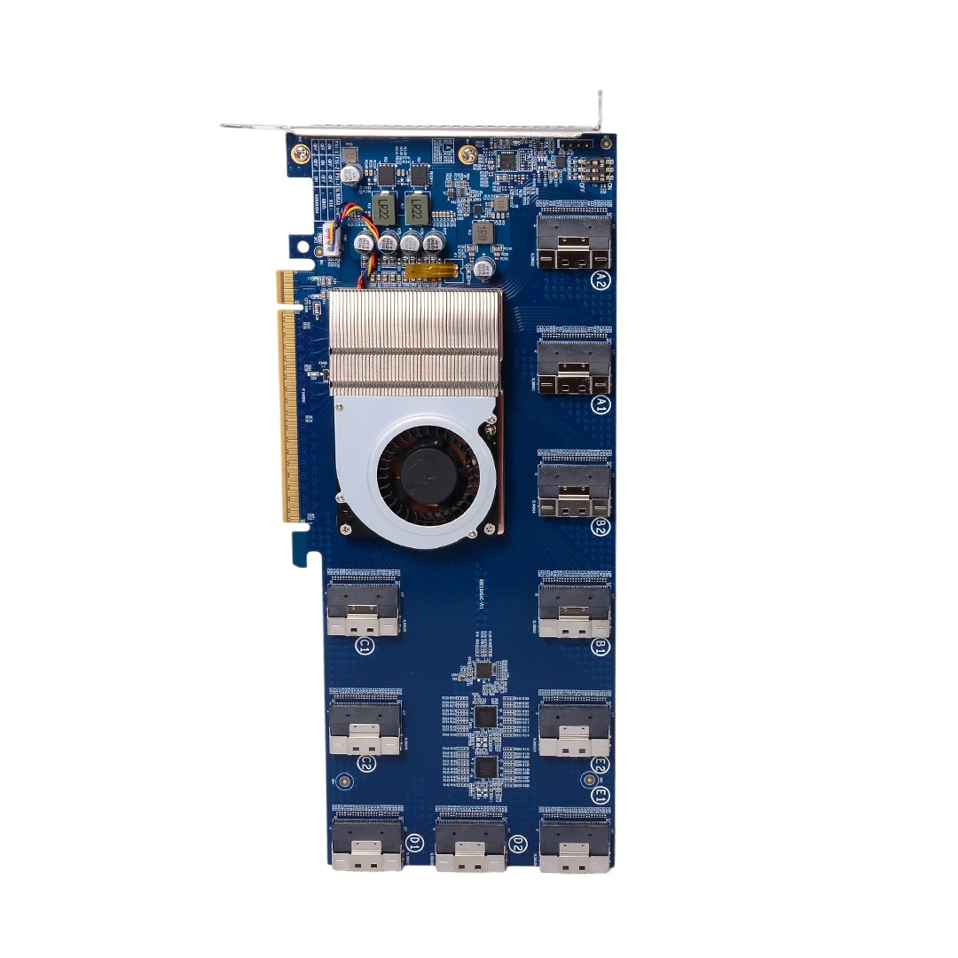 PLX88096 Expansion Split Card PCIE SWITCH Card  X16 10*SFF 8654 8i To 5 PCIE 4.0 X16 / 10-Ports PCIE 4.0 X8 Multi-Card Expansion