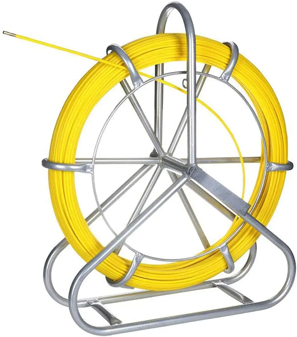 

8mm Fish Tape Continuous Fiberglass Wire Cable Running Rod Duct Rodder Fishtape Puller with Brake 100m/328ft Length