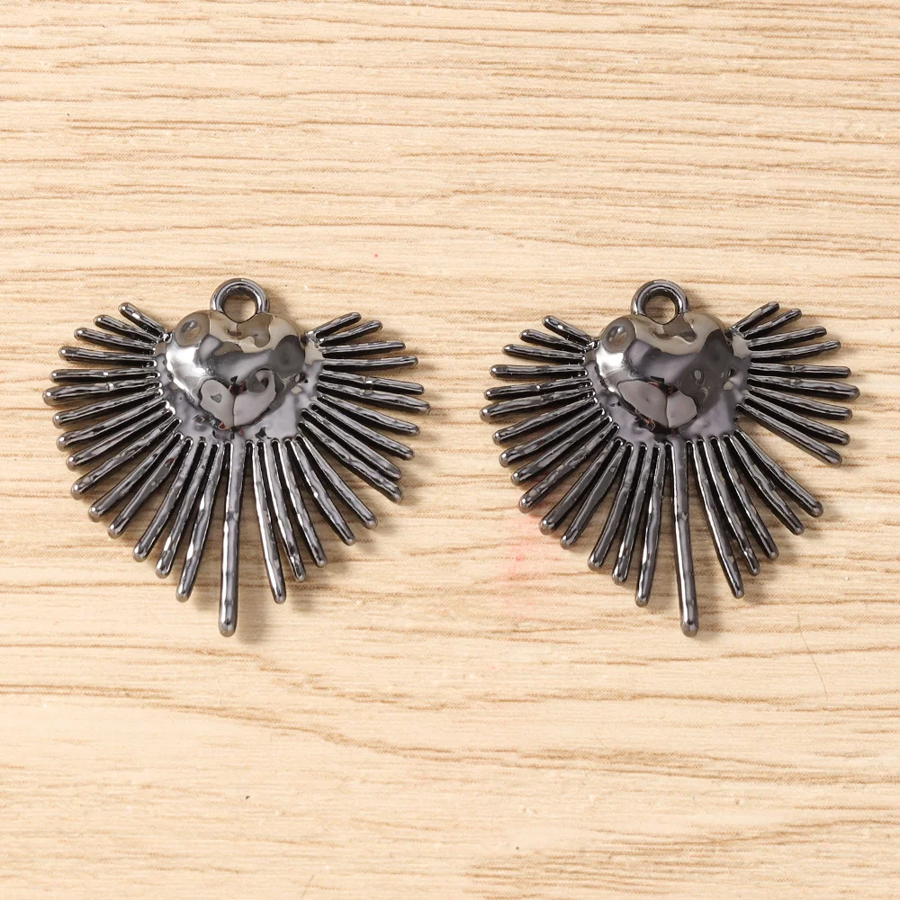 Tusember 5 Stück Hip-Hop Gun Black Sonne Mond Stern Herz Anhänger für Halsketten, Ohrringe, Armbänder, Schmuckherstellung, Bastelzubehör – Detail 15
