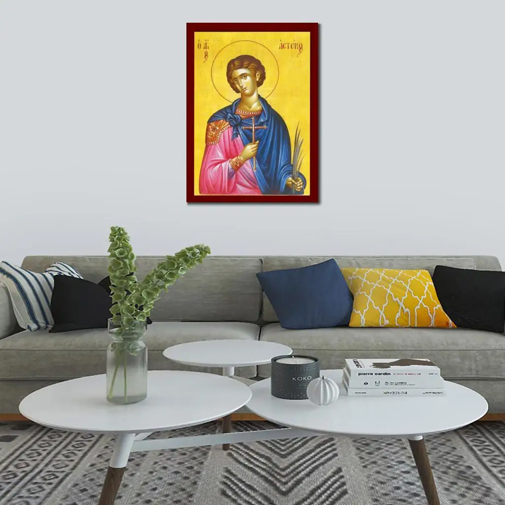 Greek Orthodox icon Canvas Wall Art Prints Saint Asterio Byzantine Artwork Religious Art Poster Picture Living Room Decor Framed