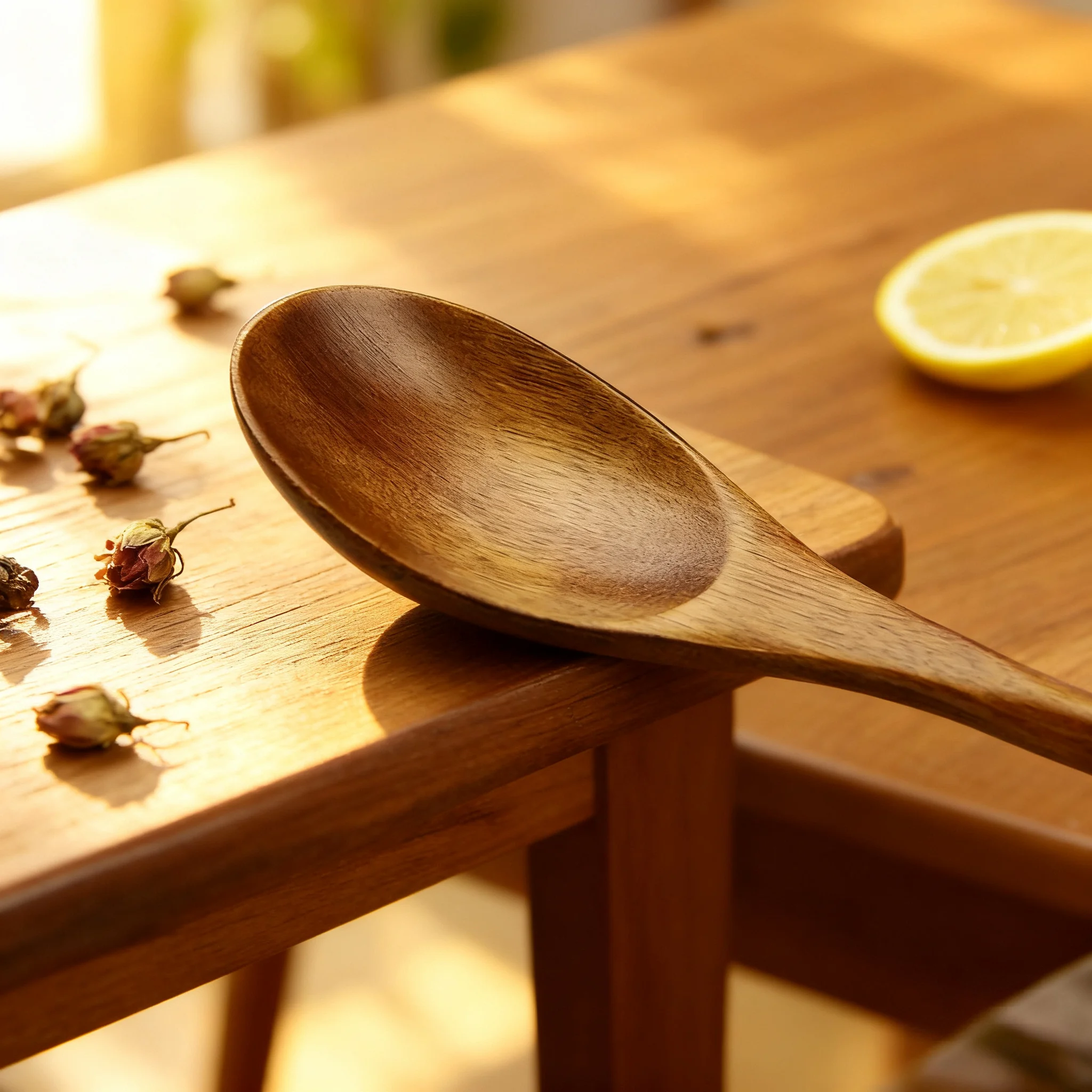 5 Pieces Wooden Spoon Soup Spoon and Fork Tableware Natural Ellipse Ladle Spoon Set Eco Friendly Products Spoons for Cooking