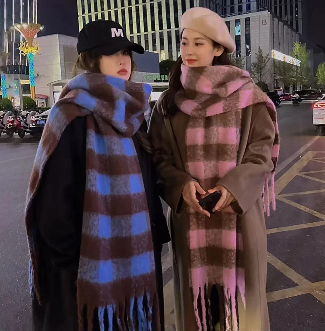 Luxury Plaid Scarf Winter Warm Cashmere Women Long  Female Scarves Lady Tassel Shawl Wraps 2024 Design New