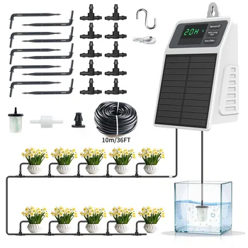 Upgraded Solar Drip Irrigation System Automatic Watering Plants Supplies for Home and Gard