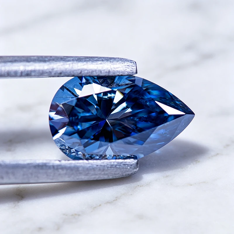 Moissanit-Stein, natürlicher königsblauer, birnenförmiger Edelstein für DIY-Schmuck, Ring, Halskette, Ohrringe, mit Zertifikat – Detail 5