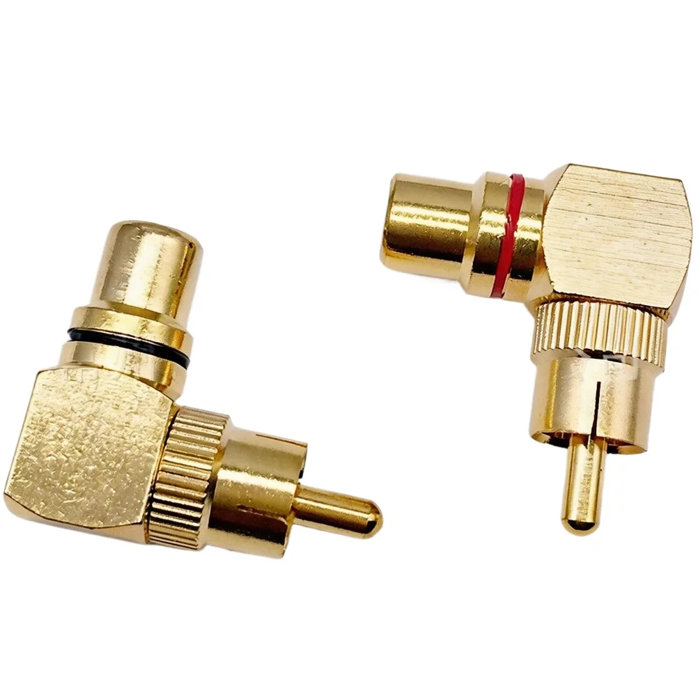 2 PCS Gold-Plated Right Angle RCA Adapters 90-Degree RCA Plug Connectors for Tight Spaces Audio/Video Extension Durable