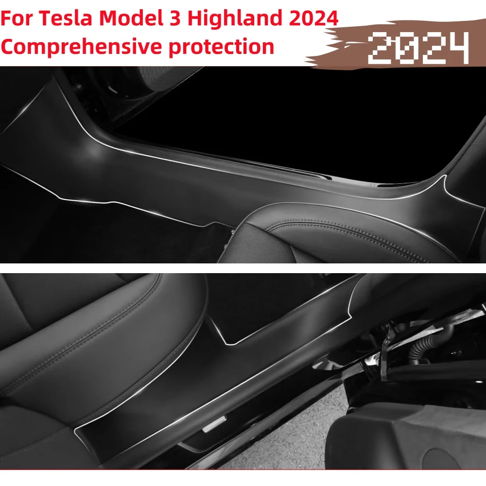 Driver and Passenger Door Threshold Strip and Anti Kick Panel and Rear Anti Kick Pad For Tesla Model 3 Highland 2024 Accessories