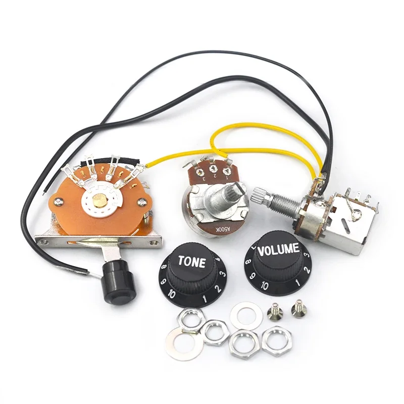 

1T1V/2T1V Coil Splitting Guitar Wiring Harness Prewired Circuit 5 Way Blade Switch/Push Pull-500K Switch Guitar Harness