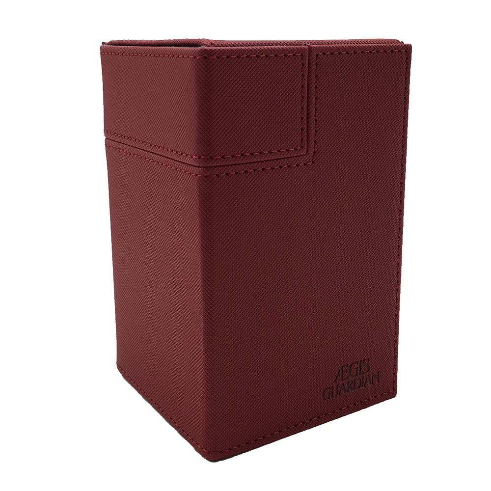 AEGIS GUARDIAN - Vertical Card Deck Box with Dice Tray, Commander Deck Box Fit 120+ Sleeved Cards, PU Leather Card Storage Box