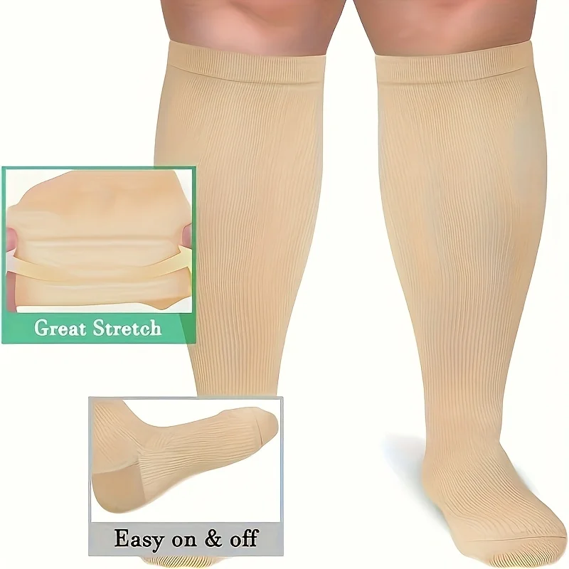 3 أزواج من الجوارب الضاغطة ذات الحجم الكبير 2XL 3 XL 4 XL جوارب ضغط عالية المرونة للياقة البدنية الرياضية