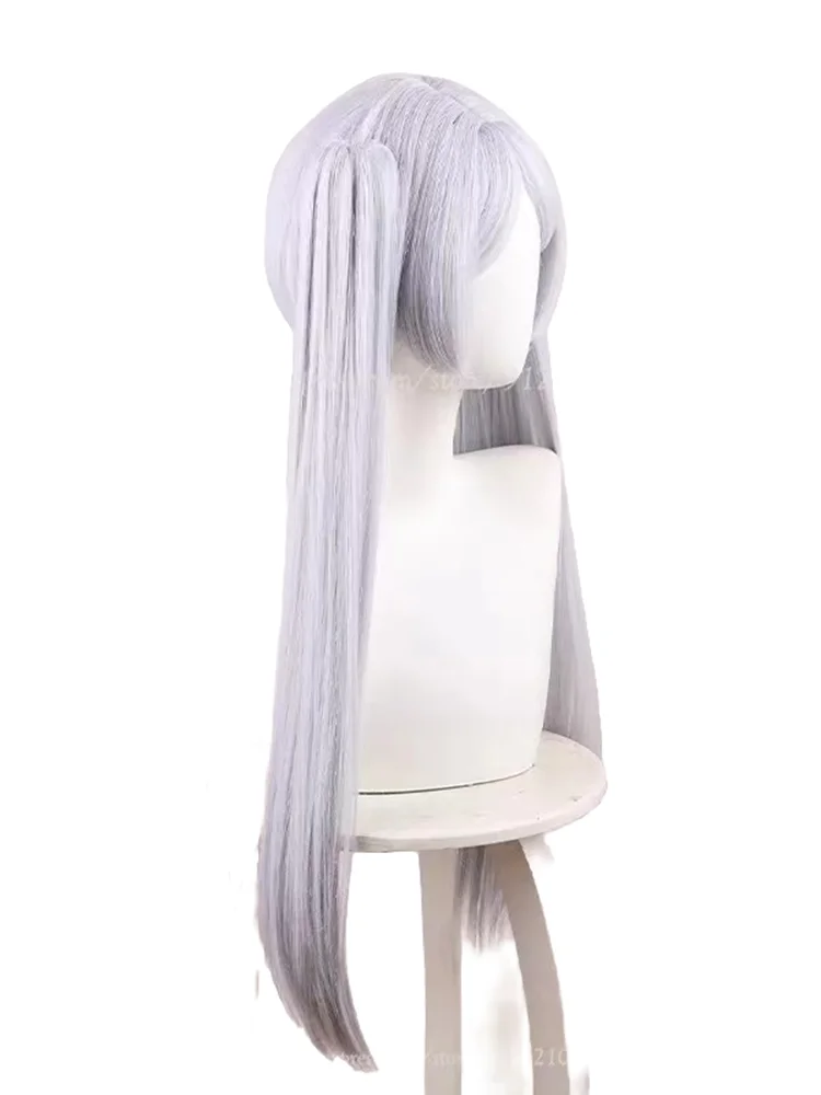 Baru! Wig Cos Frieren 75-80cm rambut sintetis tahan panas putih perak Wig Anime Cosplay pesta Halloween + topi Wig Gratis