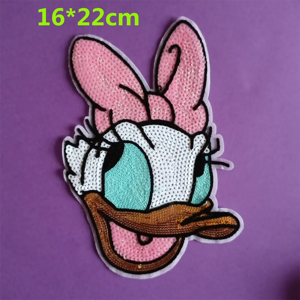 [1Pcs Large] Minnie Mouse Anime Mbroidered Patches for Children\'s Clothing Mickey Mouse Sew On Cute Luxury Patch for Kid Jackets