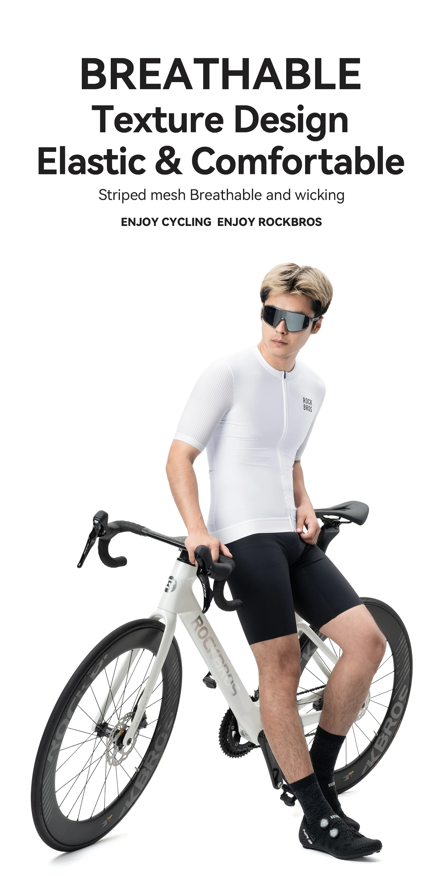 ROCKBROS Sommer-Radtrikot leicht hochelastisch atmungsaktiv Kurzarm-Trikot Outdoor-Sport-Top Hemd Fahrradbekleidung – Detail 1