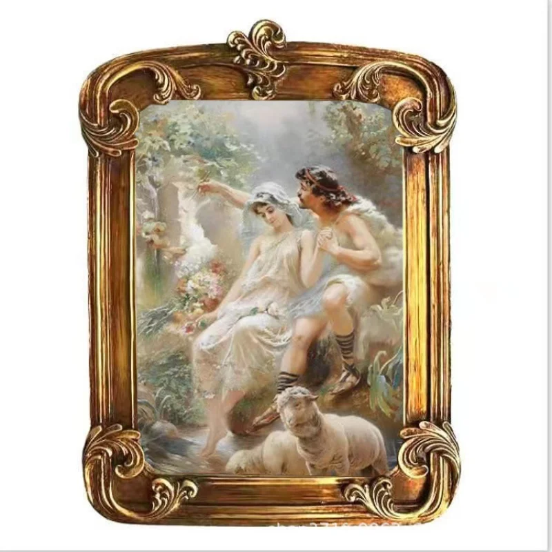 

European-Style Retro Decorative Painting Character Portrait Hanging Picture Frame Oval Photo Wall Painting Living Room Art Entra