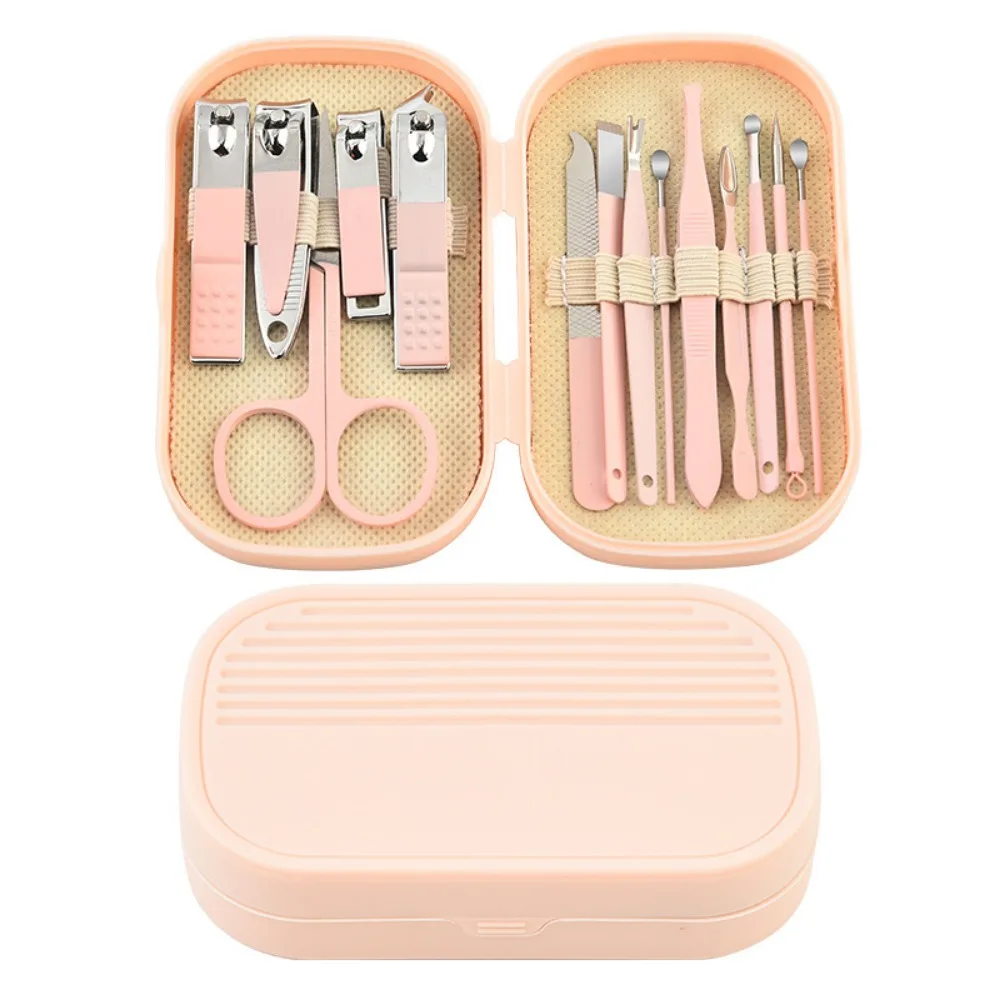 14 pçs colorido de aço inoxidável tesoura do prego ferramentas manicure conjunto cortador de unhas pedicure cuidados cutícula nipper kit viagem arte do prego para