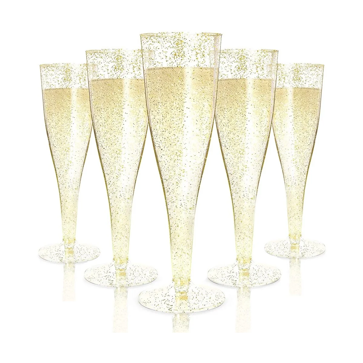 Plastic Champagne , Wine Glasses Gold Champagne Glasses Reusable Stemmed Party Wine Cups for Parties