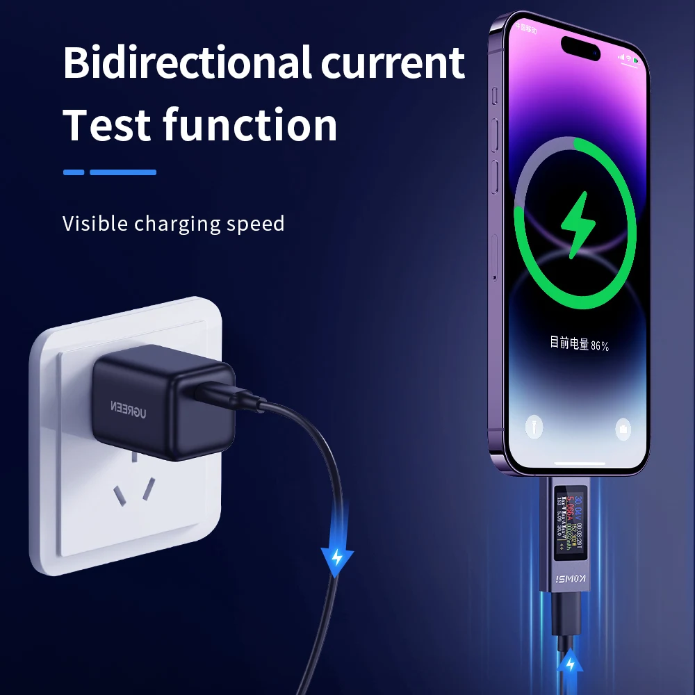 KWS Typ-C Ladetester DC 4-30V 0-12A Digital Voltmeter Spannung Strom Meter Amperemeter Power Bank Telefon Ladegerät Anzeige – Detail 26