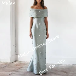 Customized Beads Long Evening Dresses for Women Satin FloorLength Mermaid Special Events Prom Party Dress Wedding Gala Maxi 2024