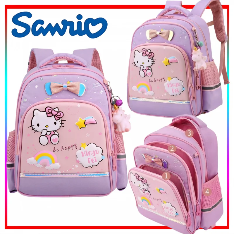 

New Sanrio Backpack Cartoon Hello Kitty School Bag Large Capacity Multiple Compartments Anime Merchandise 3D Print