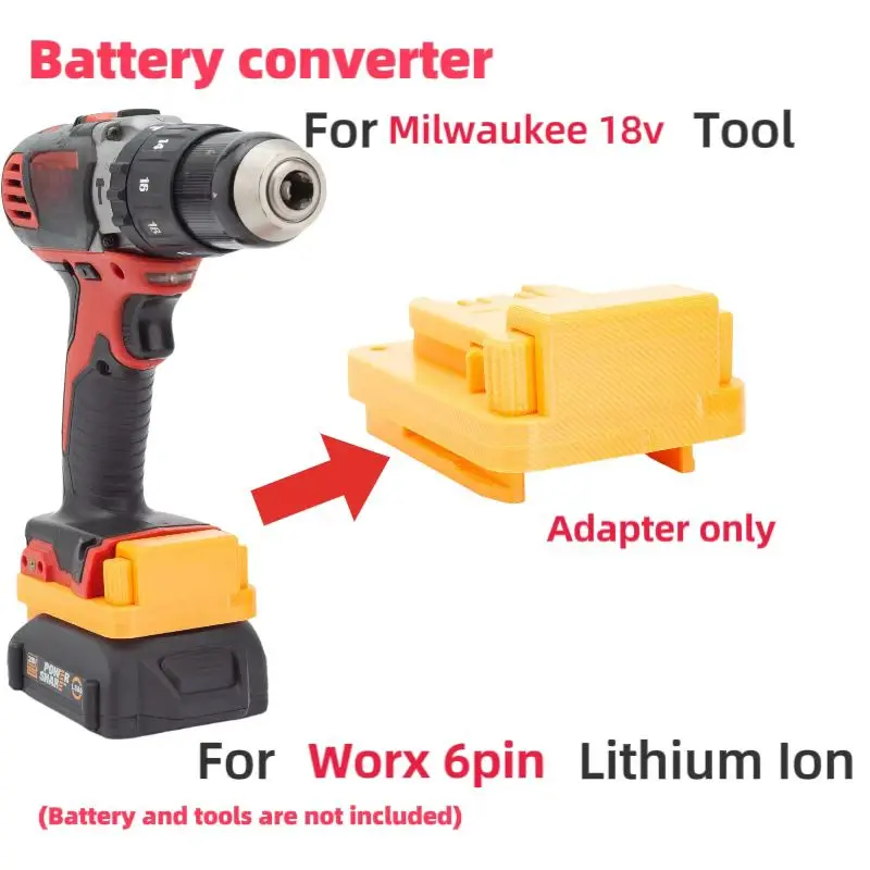 

Battery Converter Adapter for Worx 6PIN 20V Li-ion Convert to Milwaukee 18v Power Too Adapter l (without battery and tools)