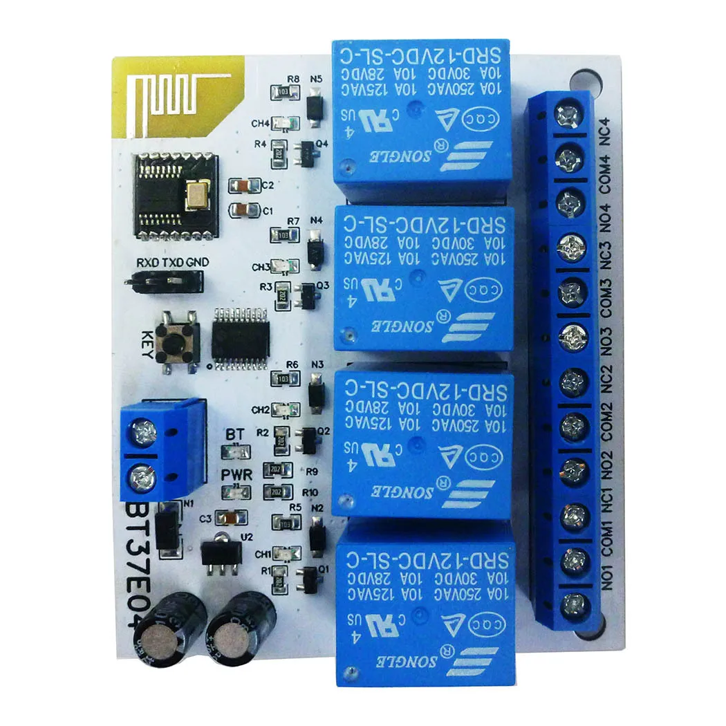 DC 5V 12V 4 Channels 5.0 Relay 2.4G RF Remote Control IOT Module Command Customized Switch for IOS Android Bluetooth-compatible