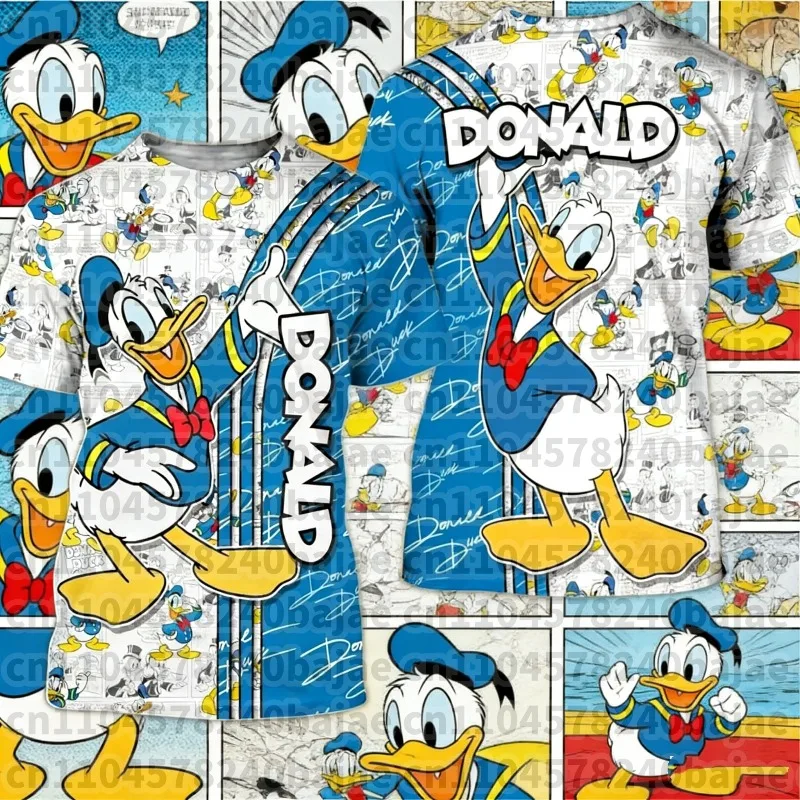 

Лето 2022, новая синяя футболка с изображением комиксов «Дональд Дак», 3D футболка с рисунком Диснея, Ropa Playeras Para Hombres, с короткими рукавами