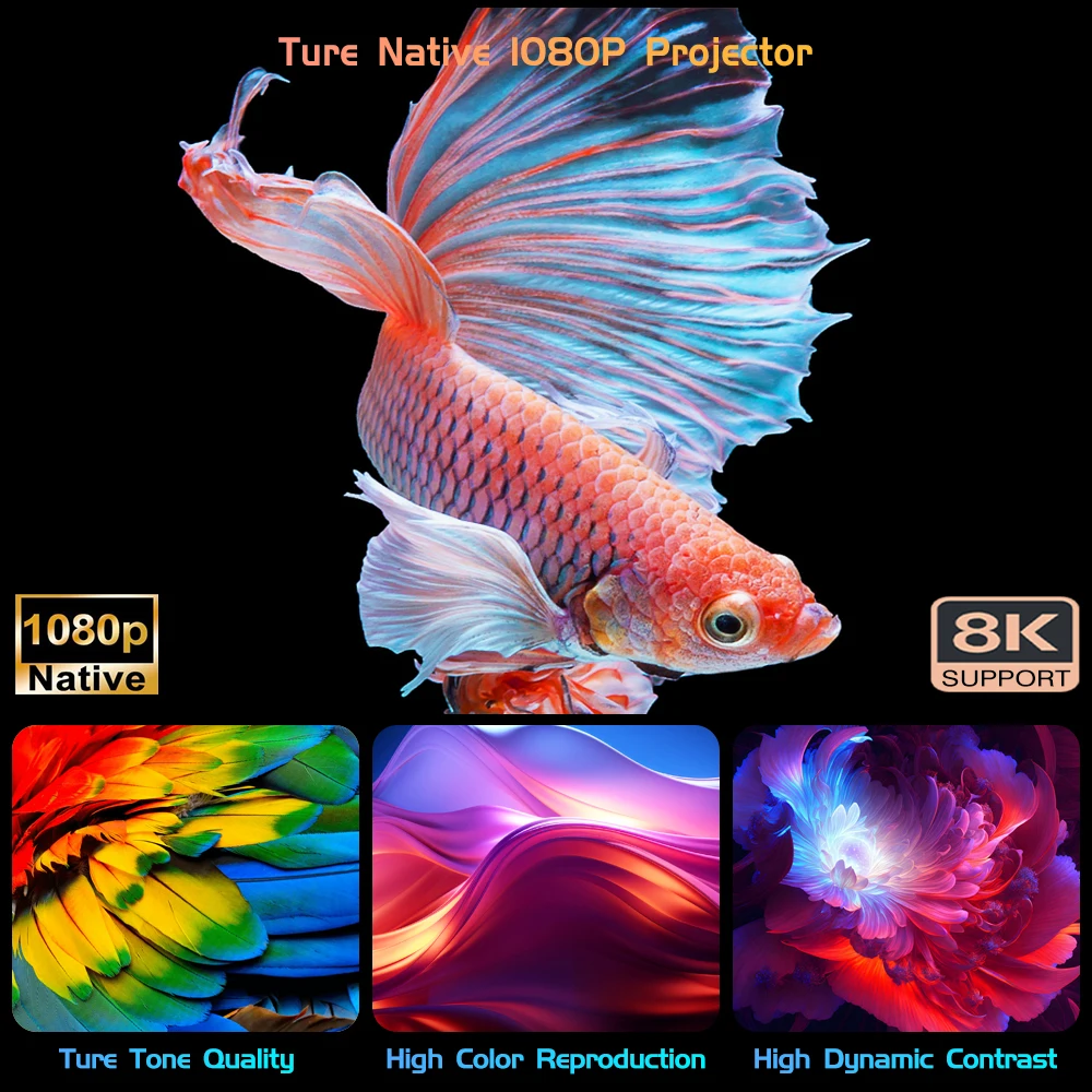 جهاز عرض LED مع واي فاي مزدوج ، جهاز عرض منزلي ، أندرويد ، صوت مزدوج ، دولبي ، صوت ، فيديو 4K ، 8K ، لومن ، X1 ، 2 GB ، 16GB ، #3